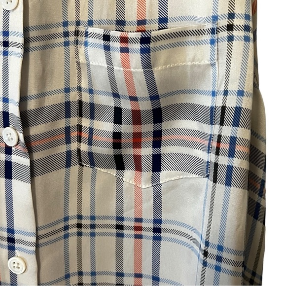 Equipment 100% Silk Mina Plaid sleeveless button down collared blouse white M - Picture 15 of 16